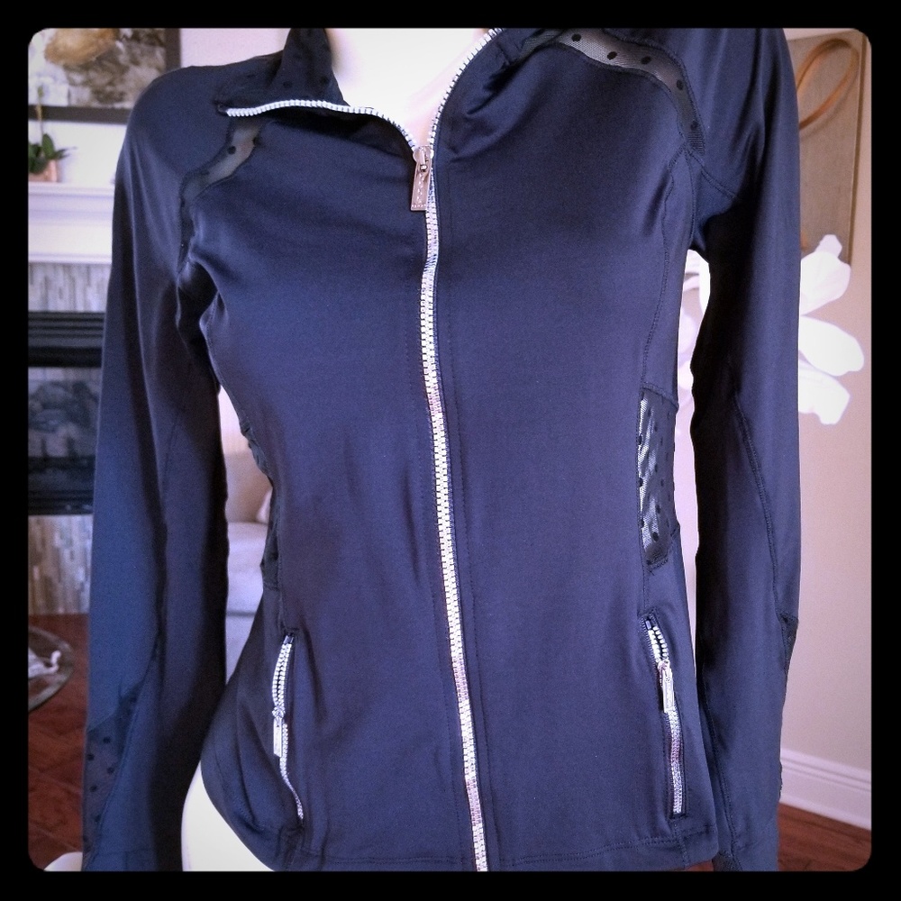 BEBE SPORT black mesh sheer jacket M